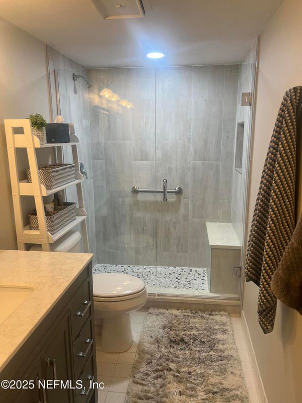 Bathroom, Glass Shower, Interior, Recessed Lighting