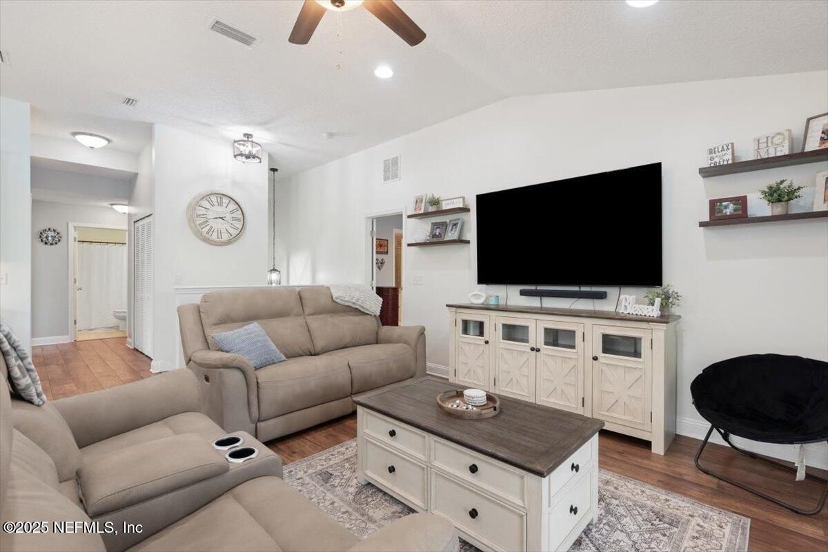 Interior, Living room, Recessed Lighting, Wood Texture Flooring