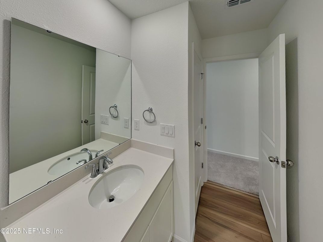 Bathroom, Dual Sink Vanities, Interior, Wood Texture Flooring