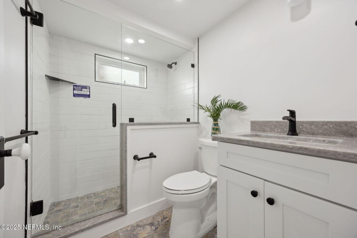 Bathroom, Glass Shower, Interior, Recessed Lighting