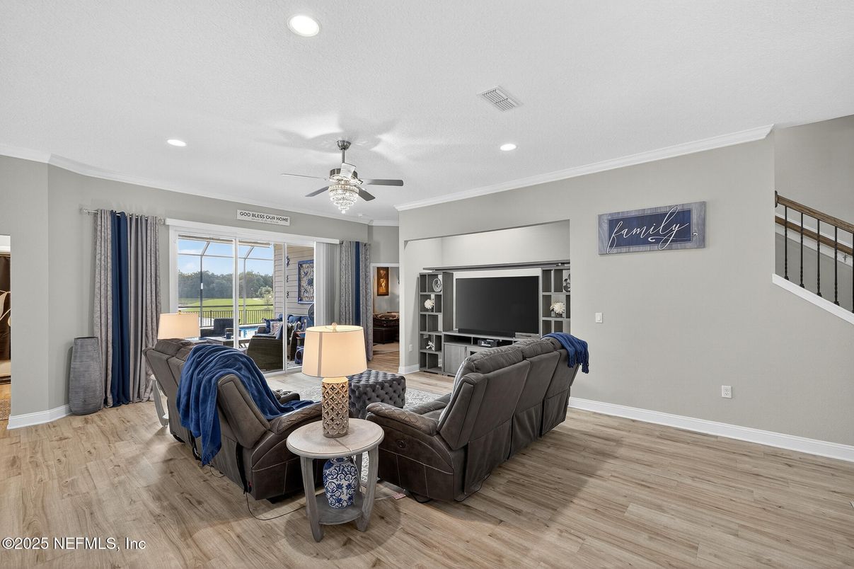 Interior, Living room, Recessed Lighting, Wood Texture Flooring