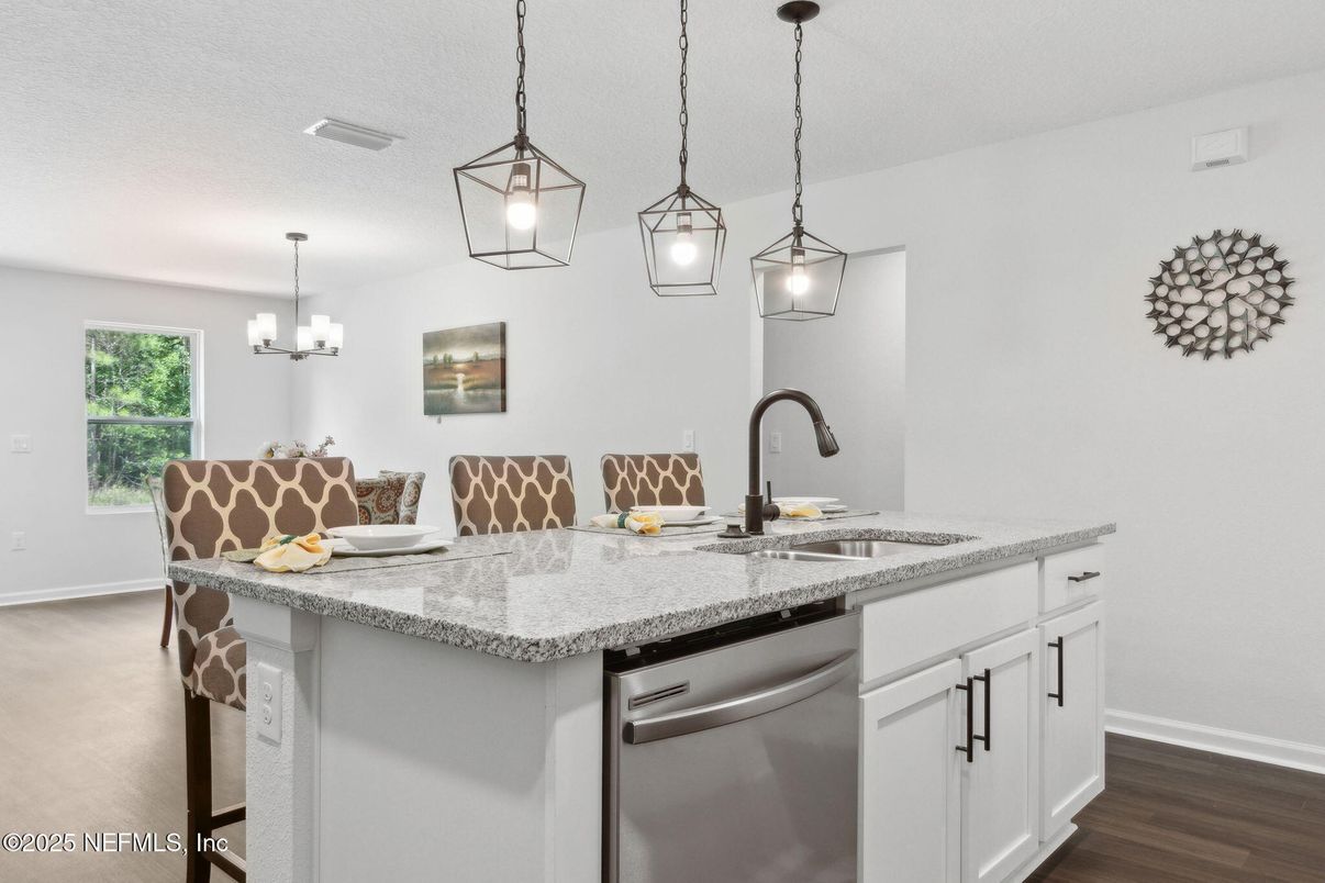 Chandelier, Interior, Kitchen, Pendant Lights, Wood Texture Flooring