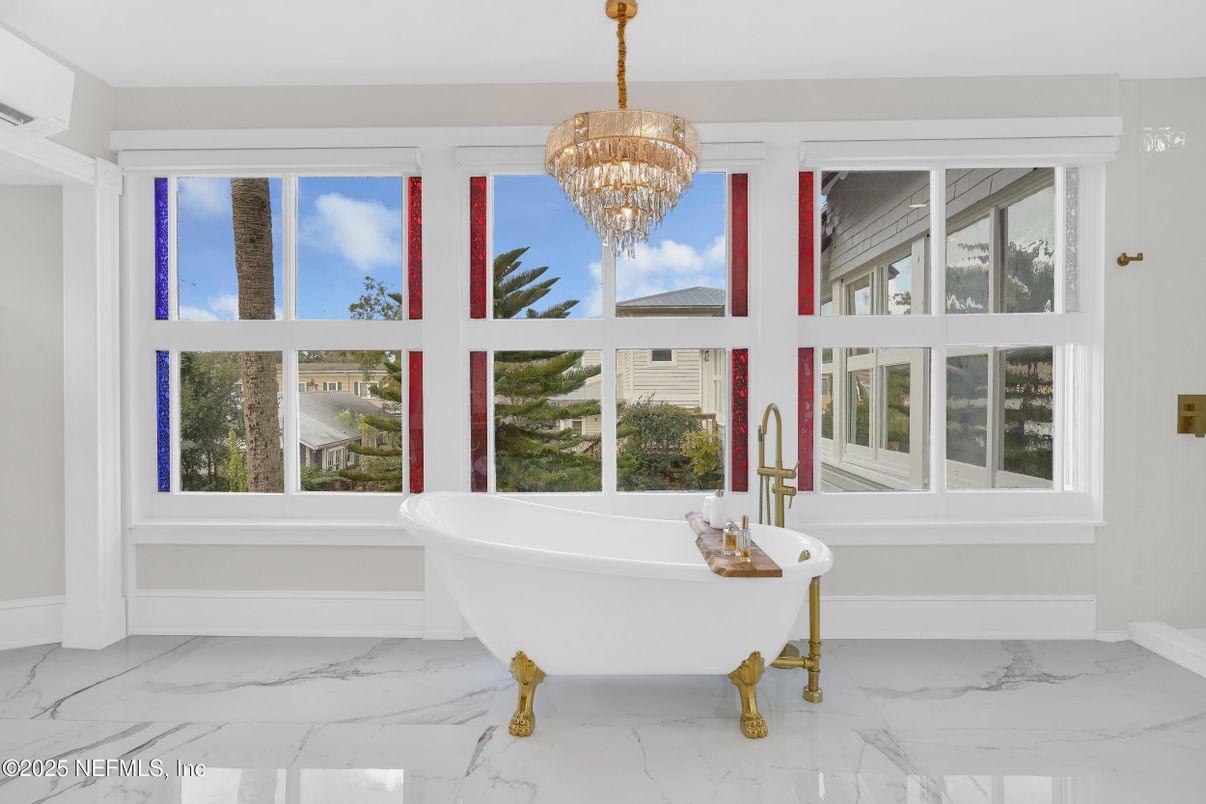 Bathroom, Chandelier, Free Standing Baths, Interior, Marble