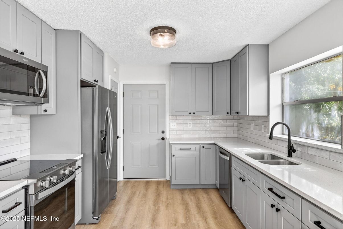 Interior, Kitchen, Stainless Steel Appliances, Wood Texture Flooring