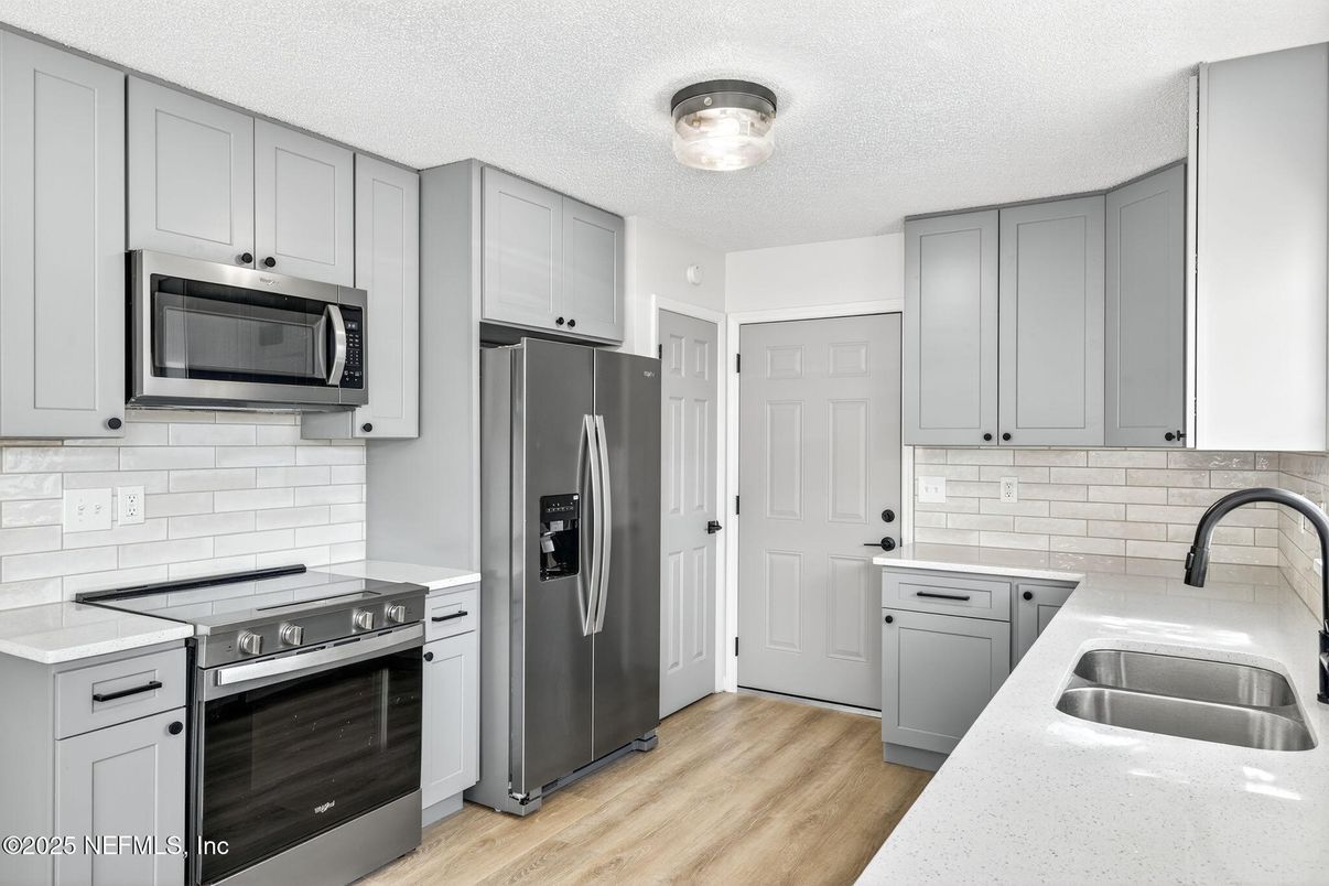 Interior, Kitchen, Stainless Steel Appliances, Wood Texture Flooring