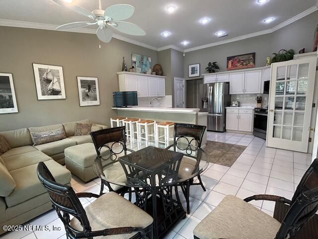 Dining room, Interior, Kitchen, Living room, Recessed Lighting, Stainless Steel Appliances