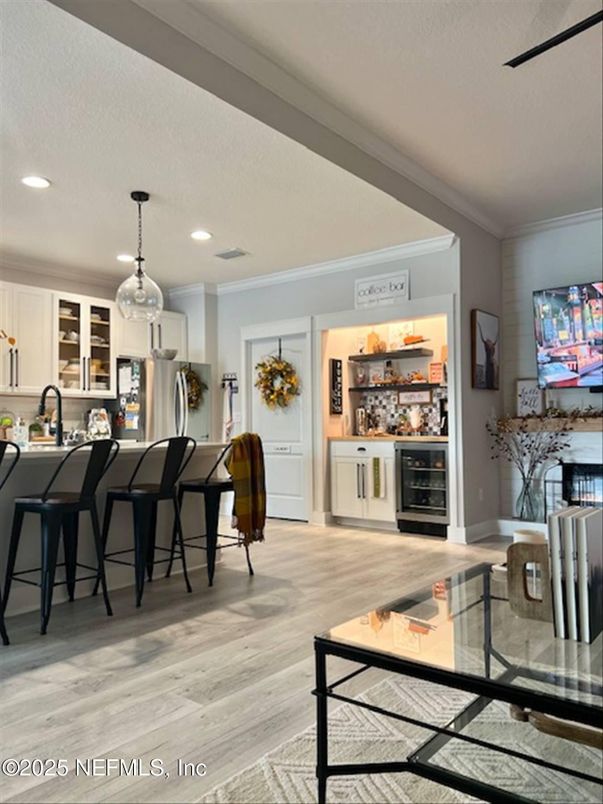Interior, Kitchen, Pendant Lights, Recessed Lighting, Wood Texture Flooring