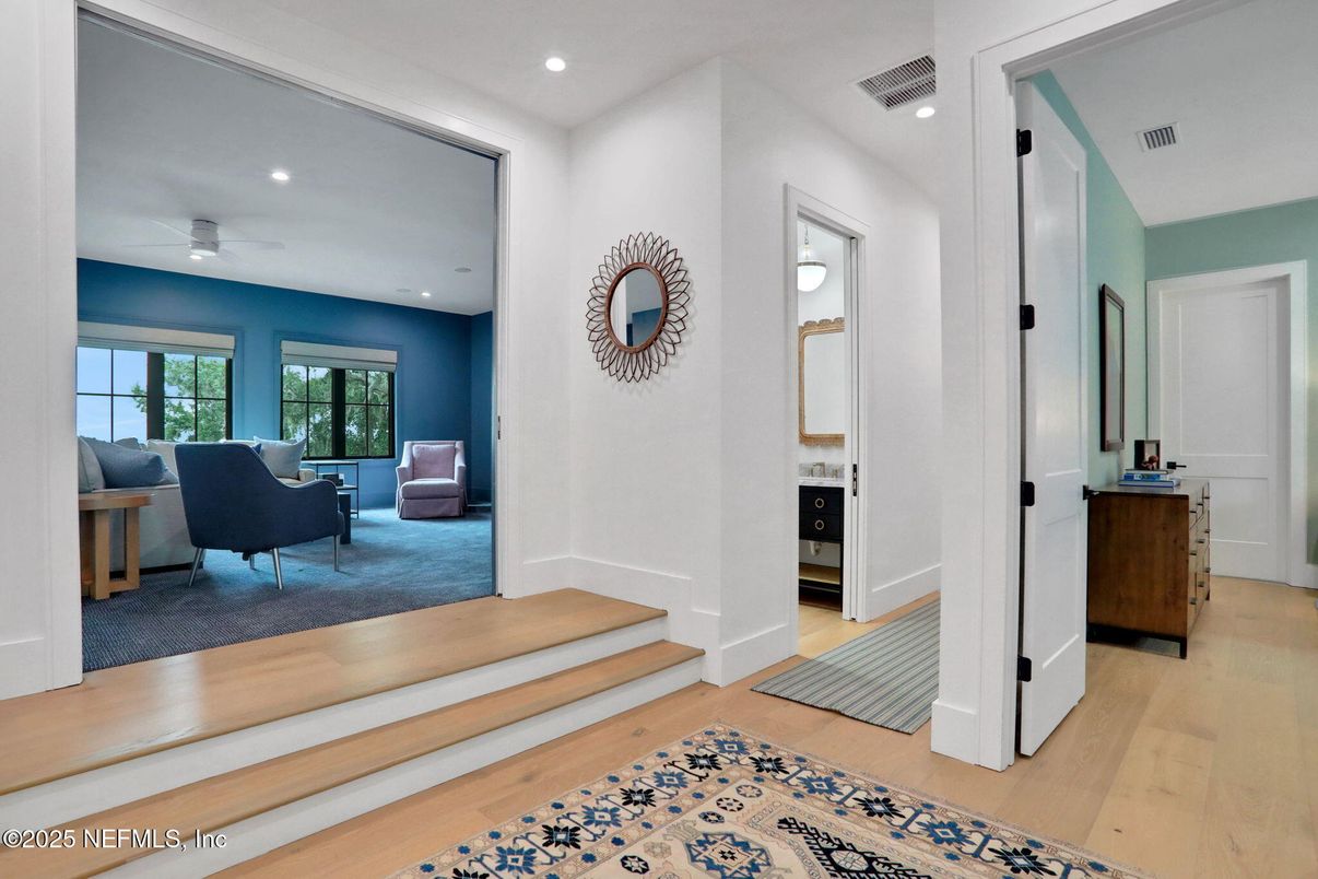 Interior, Living room, Recessed Lighting, Wood Texture Flooring