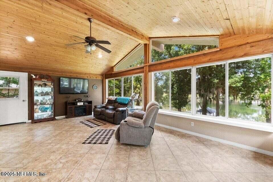 Interior, Living room, Recessed Lighting, Sun Room, Wooden Ceilings