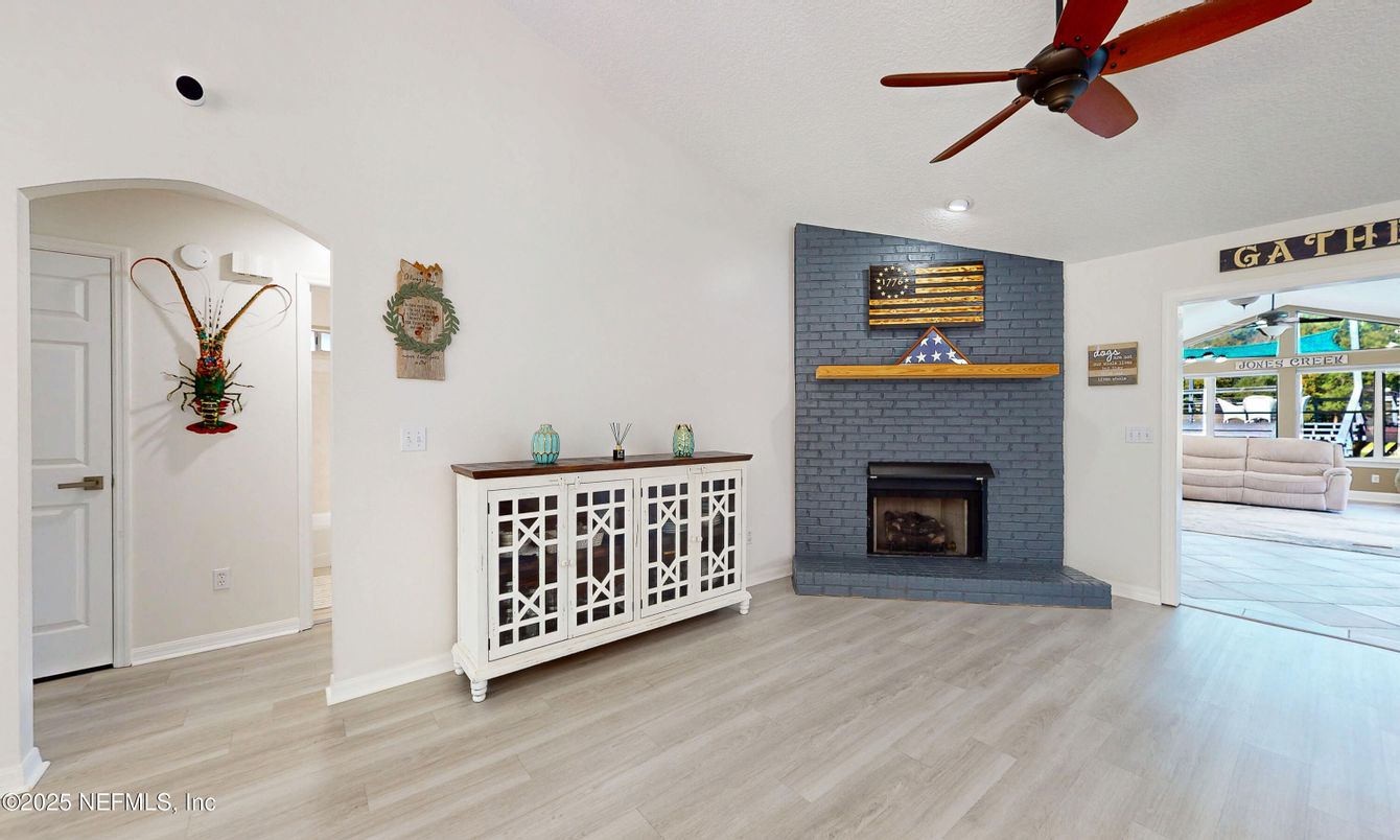 Fireplace, Interior, Wood Texture Flooring