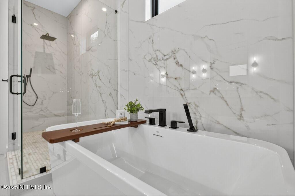 Bathroom, Glass Shower, Interior, Marble Walls
