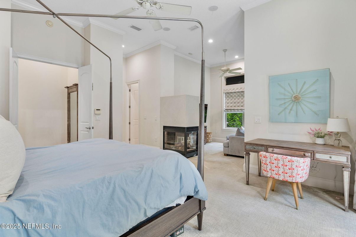 Bedroom, Fireplace, Interior, Recessed Lighting