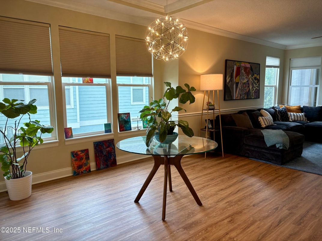 Interior, Living room, Pendant Lights, Wood Texture Flooring