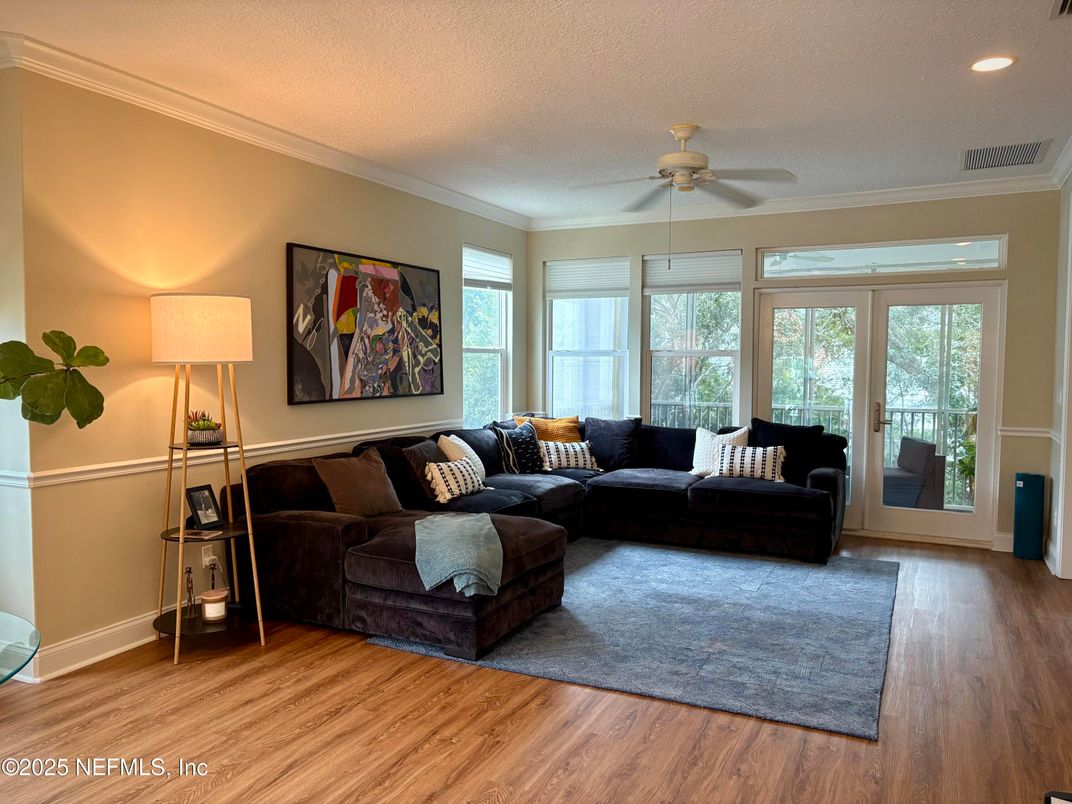 Interior, Living room, Recessed Lighting, Wood Texture Flooring