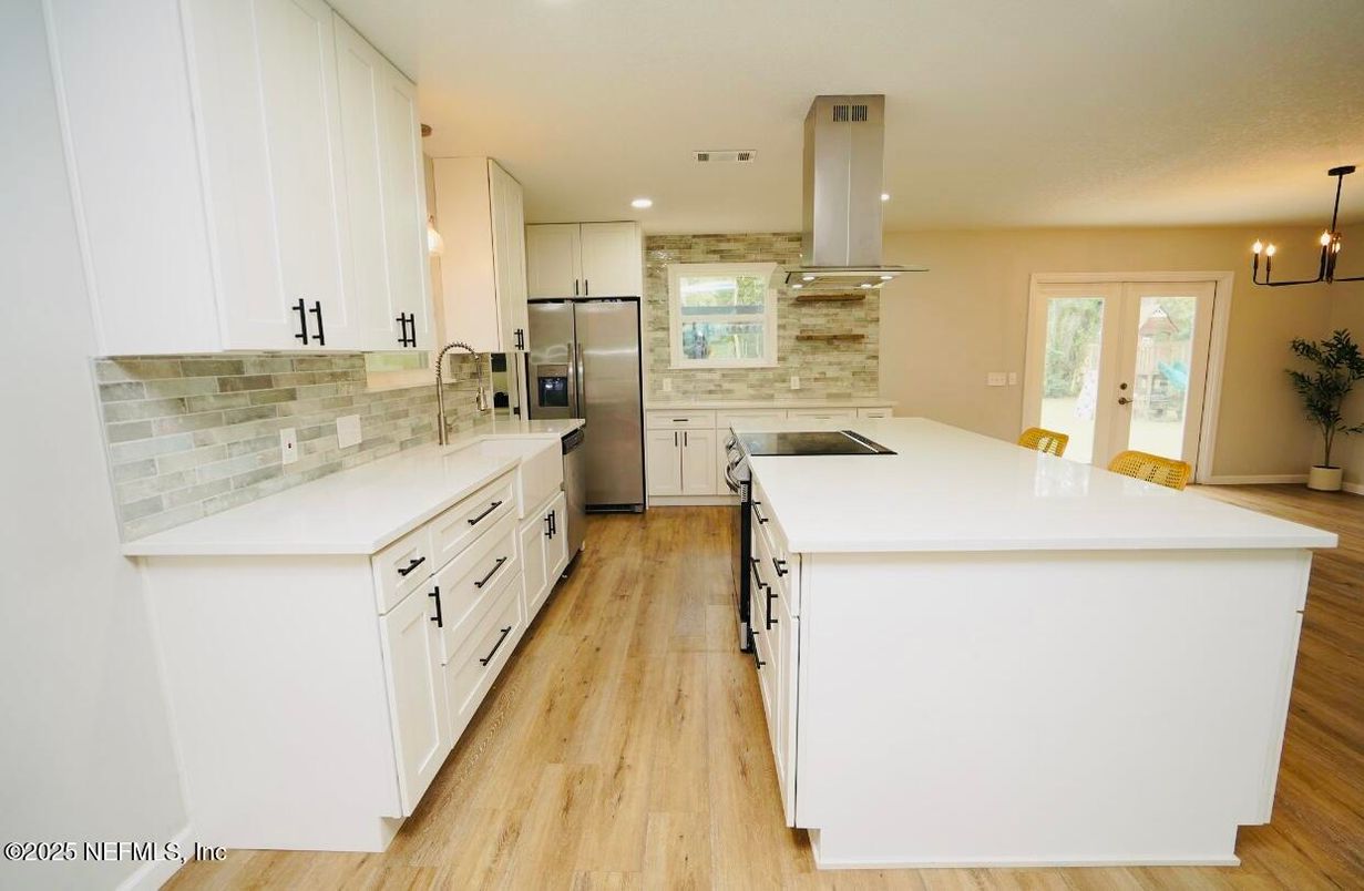 Interior, Kitchen, Pendant Lights, Recessed Lighting, Wood Texture Flooring