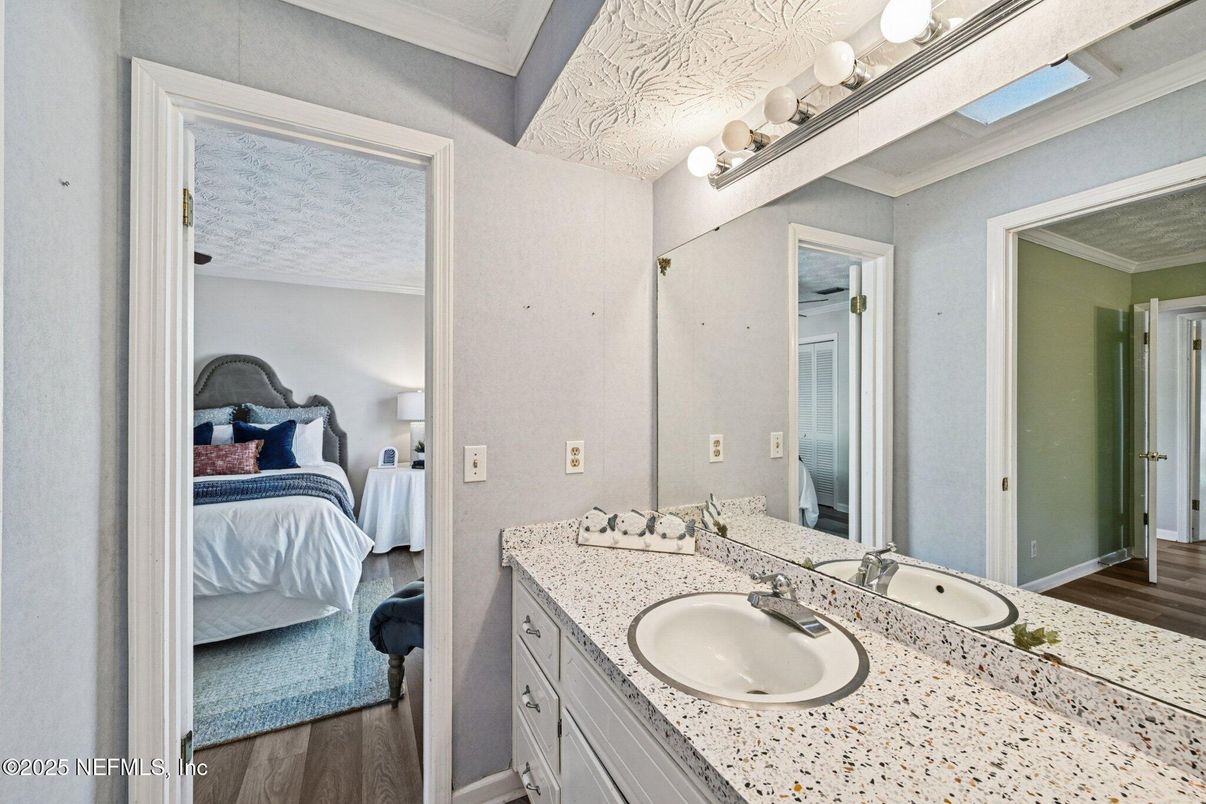 Bathroom, Bedroom, Dual Sink Vanities, Interior, Wood Texture Flooring