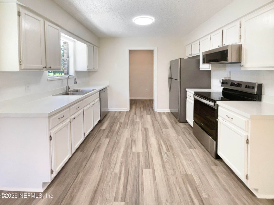 Interior, Kitchen, Recessed Lighting, Wood Texture Flooring