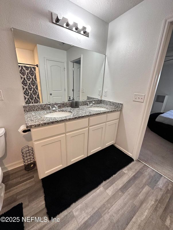 Bathroom, Dual Sink Vanities, Interior, Wood Texture Flooring