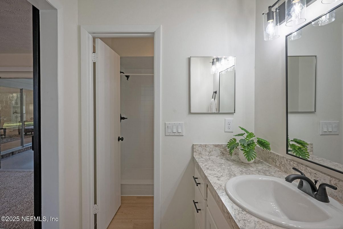 Bathroom, Dual Sink Vanities, Interior, Wood Texture Flooring