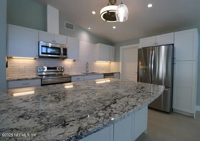 Interior, Kitchen, Pendant Lights, Recessed Lighting, Stainless Steel Appliances