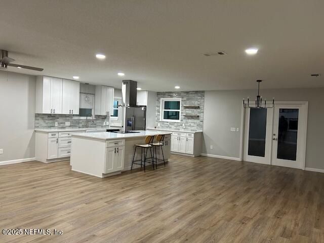 Interior, Kitchen, Pendant Lights, Recessed Lighting, Wood Texture Flooring