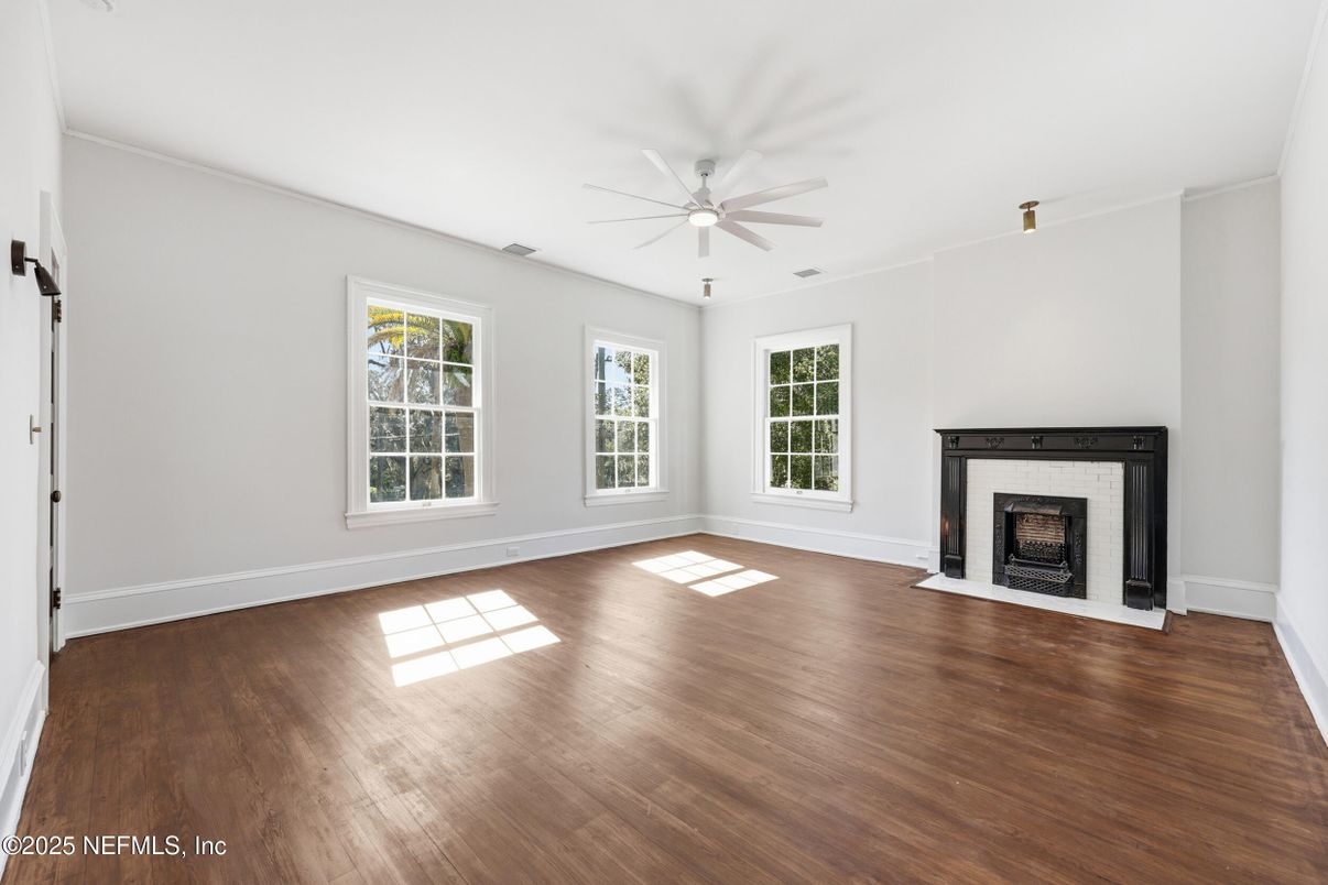 Empty room, Fireplace, Interior, Wood Texture Flooring