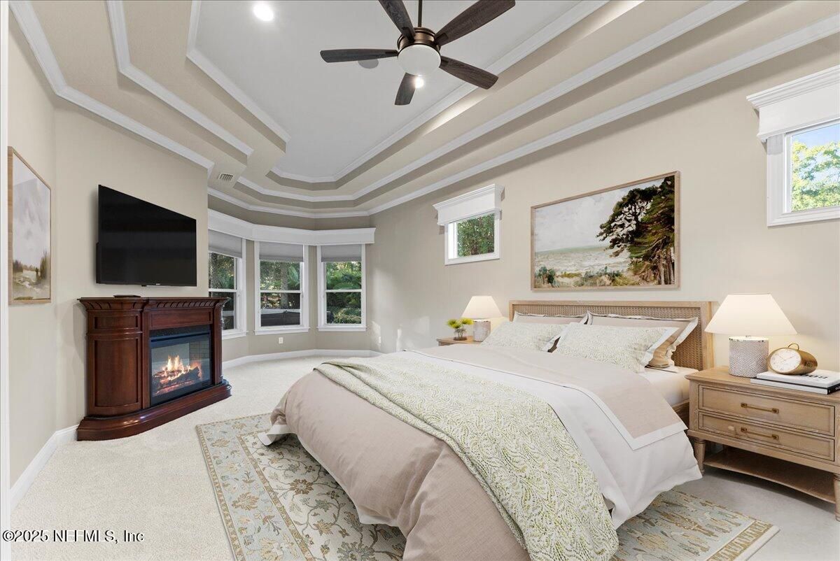 Bedroom, Fireplace, Interior, Recessed Lighting
