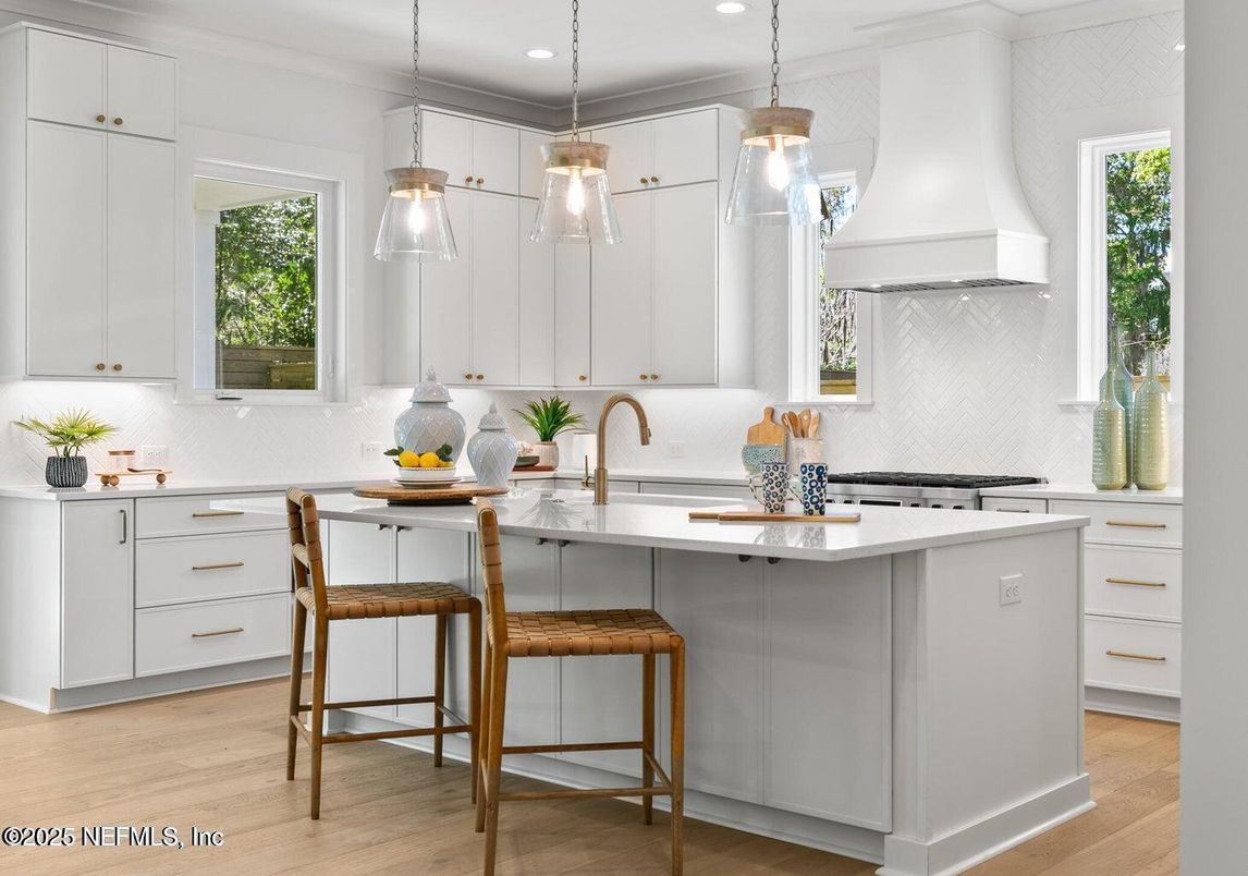 Interior, Kitchen, Pendant Lights, Recessed Lighting, Wood Texture Flooring