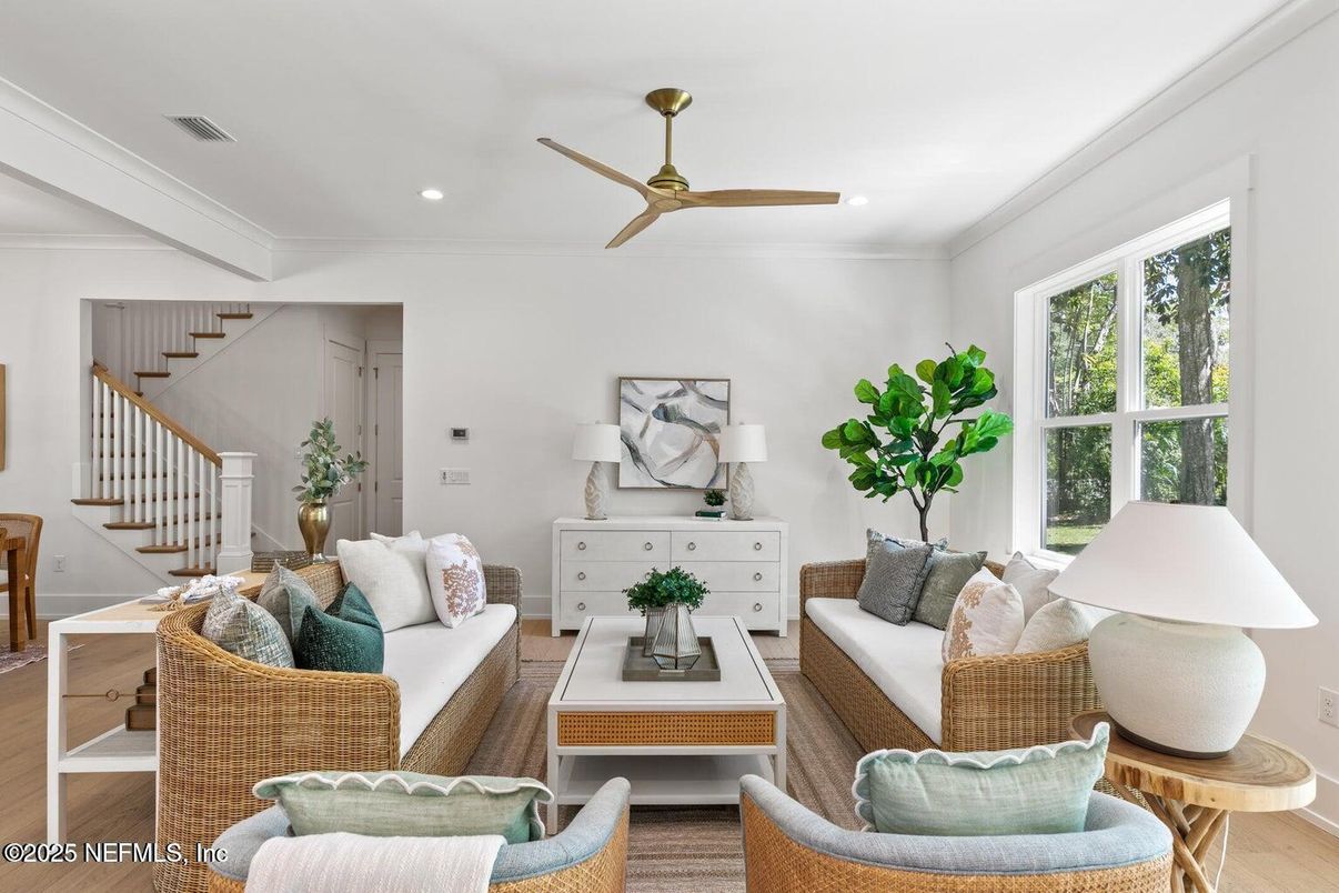 Interior, Living room, Recessed Lighting, Wood Texture Flooring