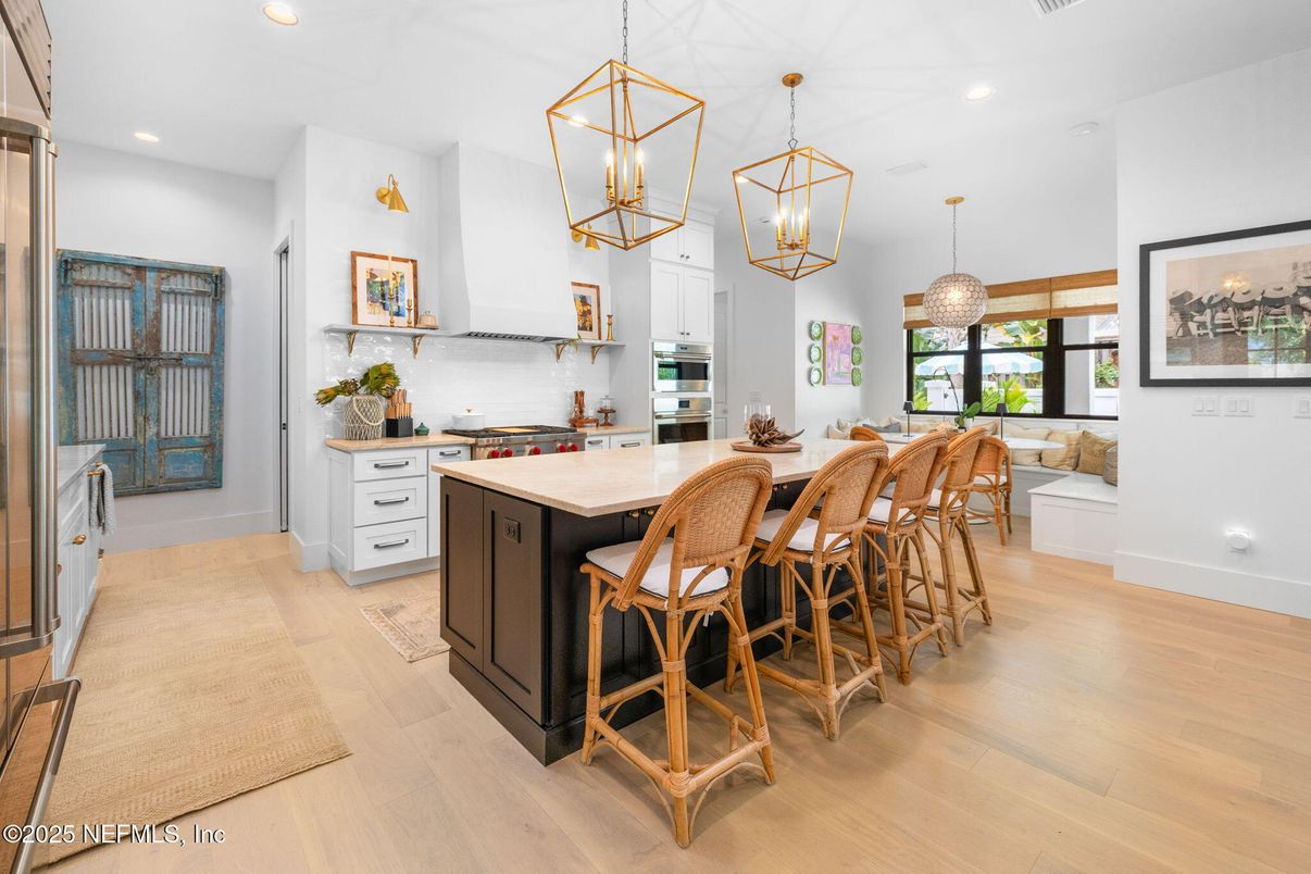 Interior, Kitchen, Pendant Lights, Recessed Lighting, Wood Texture Flooring