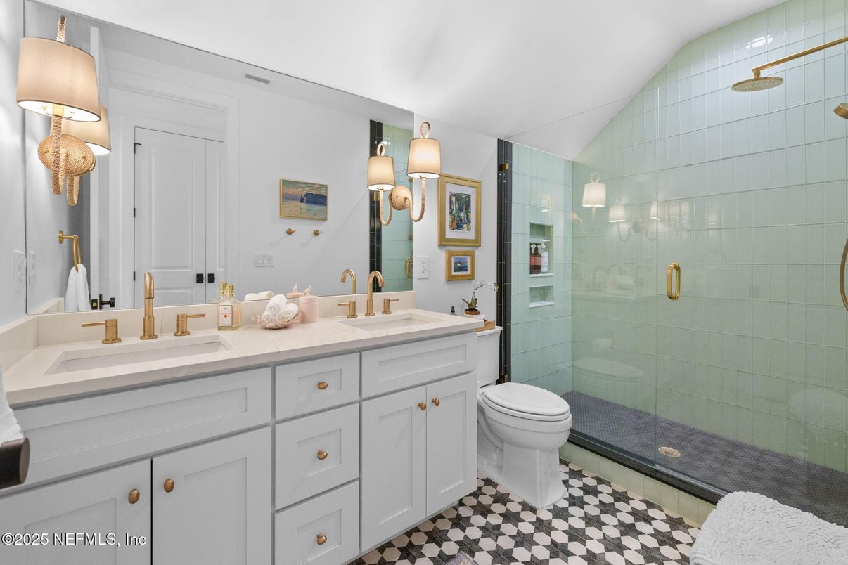 Bathroom, Dual Sink Vanities, Glass Shower, Interior