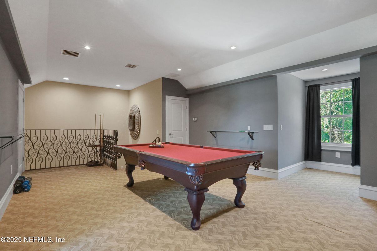 Billiard Table, Game Room, Interior, Recessed Lighting