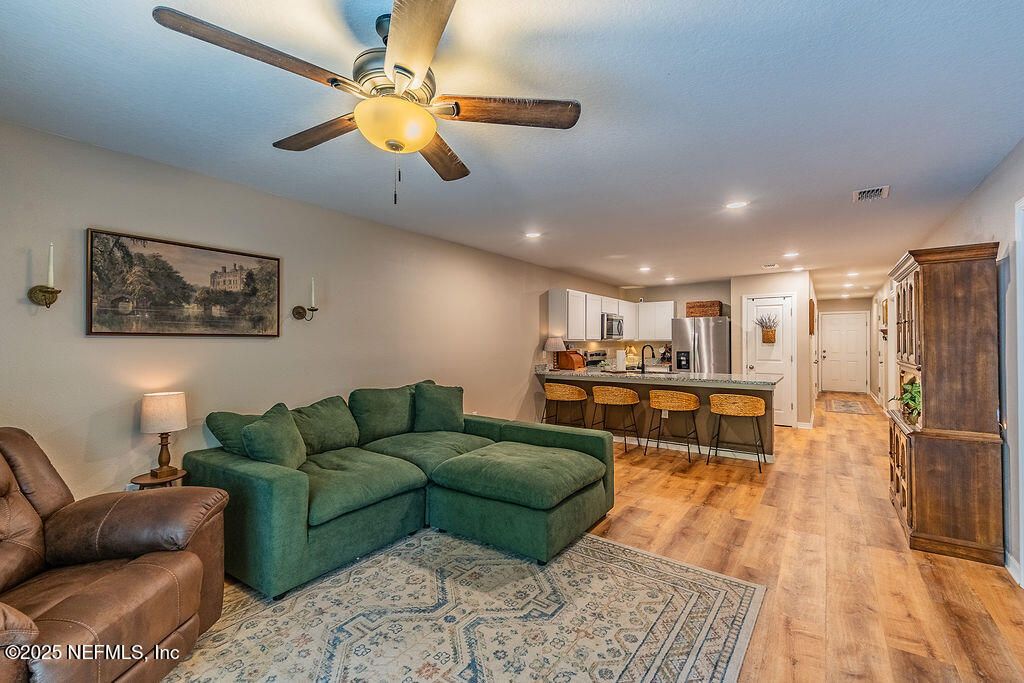 Interior, Kitchen, Living room, Recessed Lighting, Wood Texture Flooring