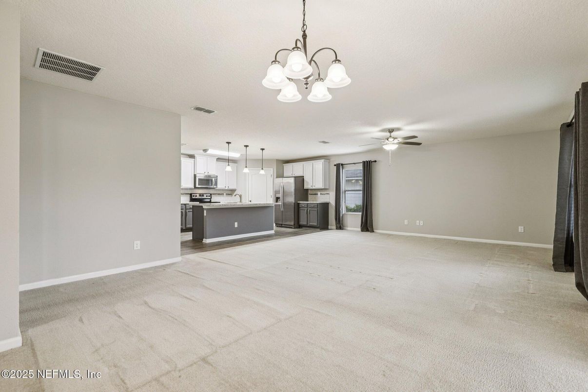 Chandelier, Empty room, Interior, Kitchen, Pendant Lights