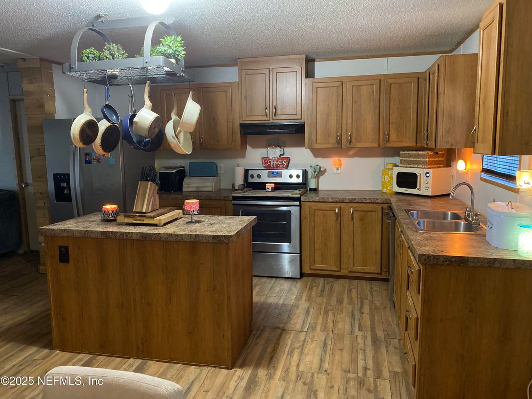 Interior, Kitchen, Stainless Steel Appliances, Wood Texture Flooring