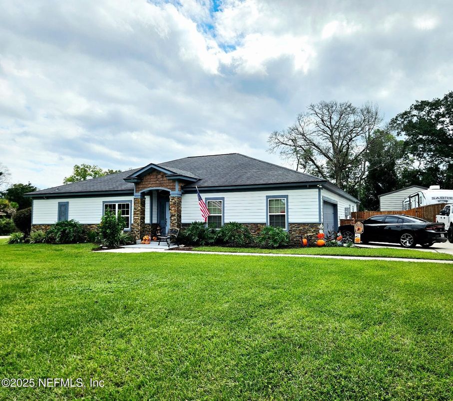 Attached, Backyard, Exterior, Facade, Ranch