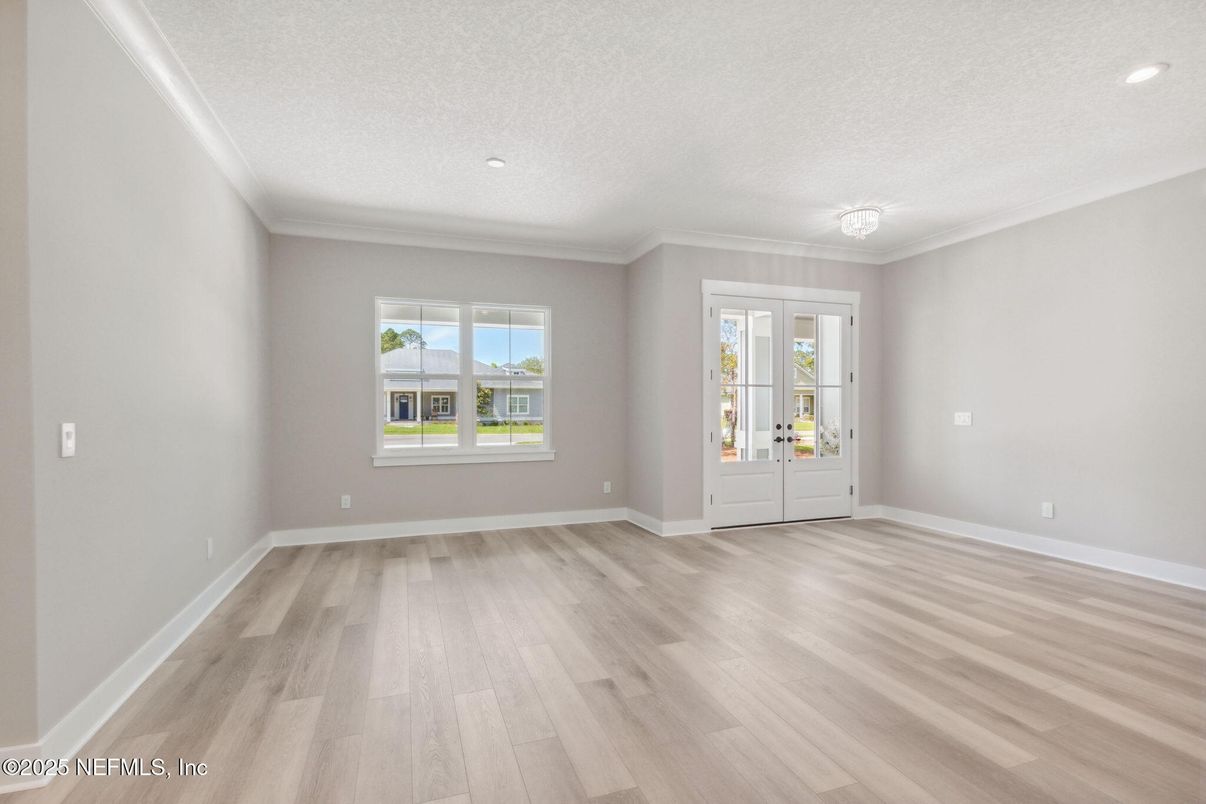 Empty room, Interior, Recessed Lighting, Wood Texture Flooring