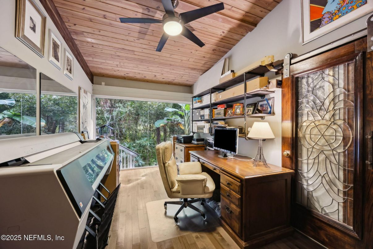 Home Office, Interior, Wooden Ceilings, Wood Texture Flooring