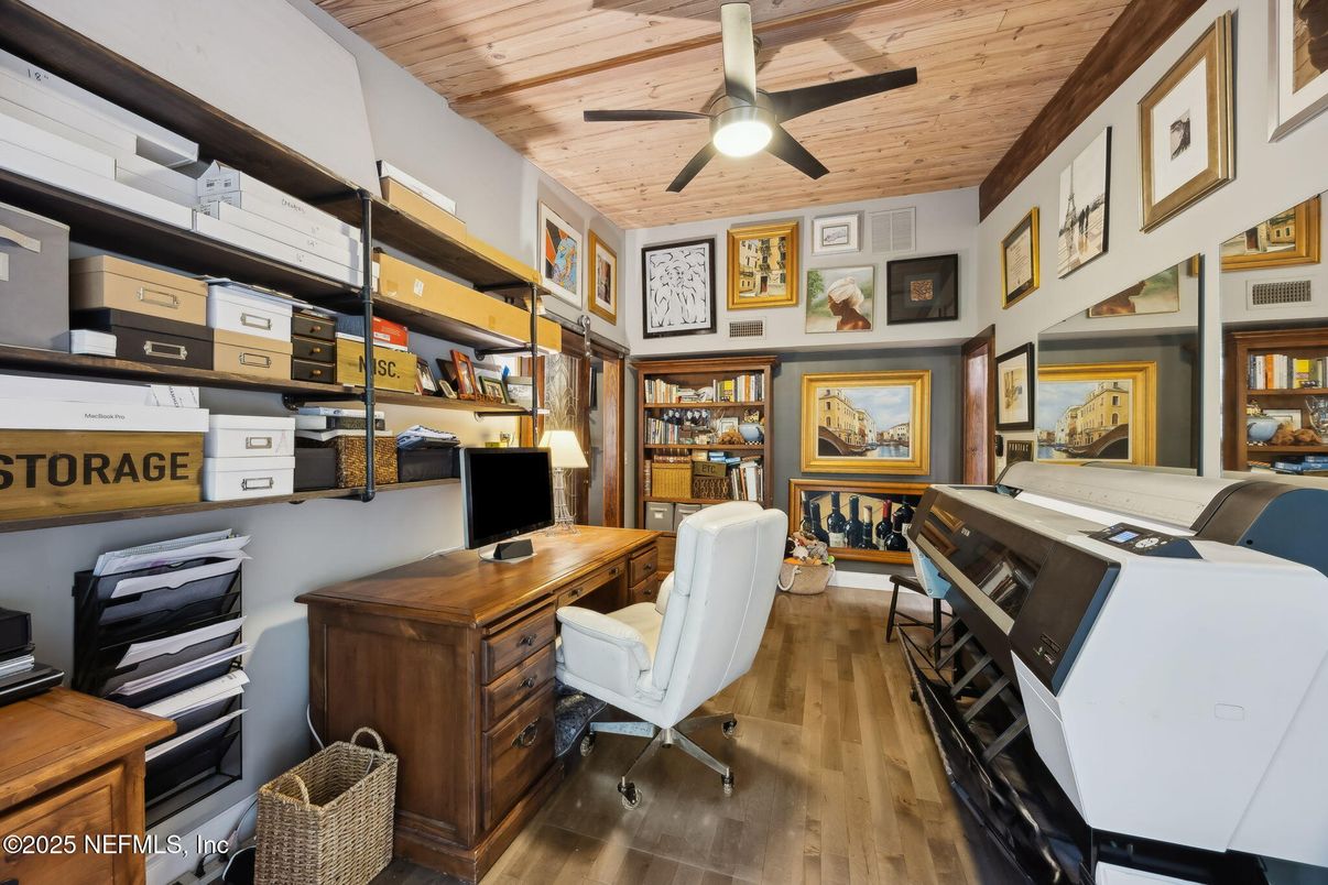 Home Office, Interior, Wooden Ceilings, Wood Texture Flooring