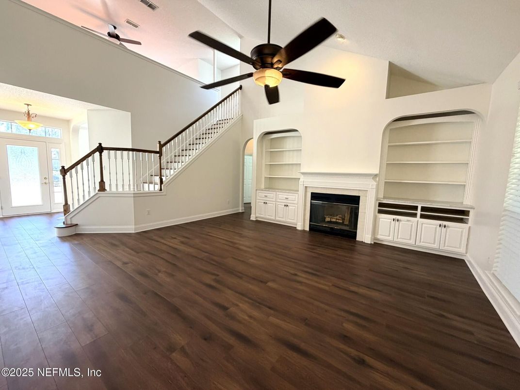 Empty room, Fireplace, Interior, Wood Texture Flooring