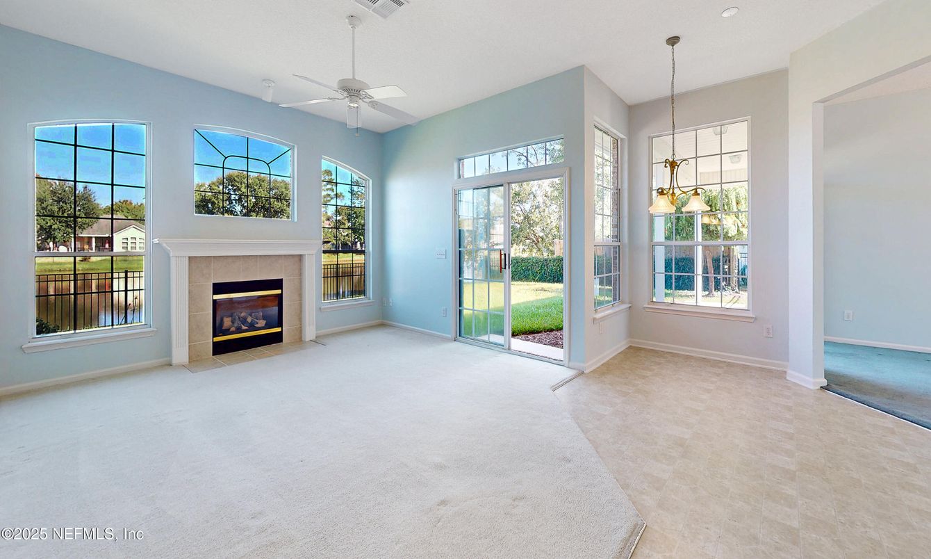 Empty room, Fireplace, Interior, Pendant Lights