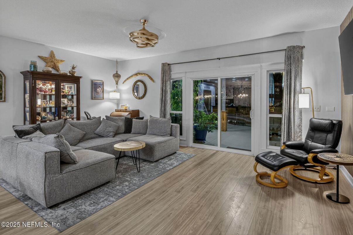 Interior, Living room, Pendant Lights, Wood Texture Flooring