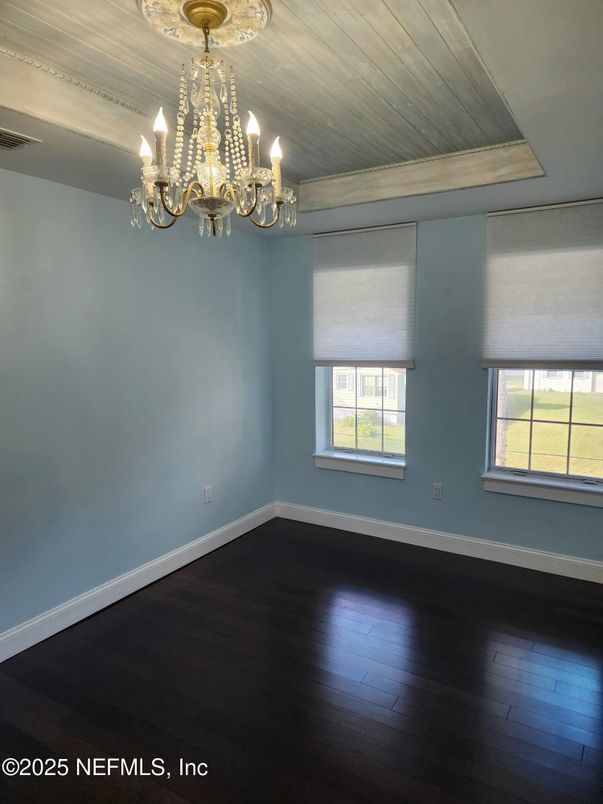 Chandelier, Empty room, Interior, Wooden Ceilings, Wood Texture Flooring