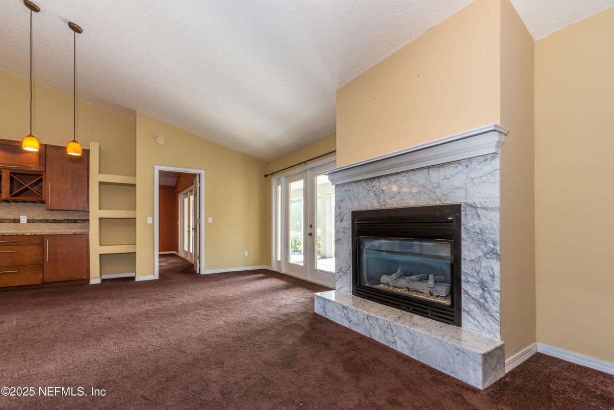 Empty room, Fireplace, Interior, Pendant Lights