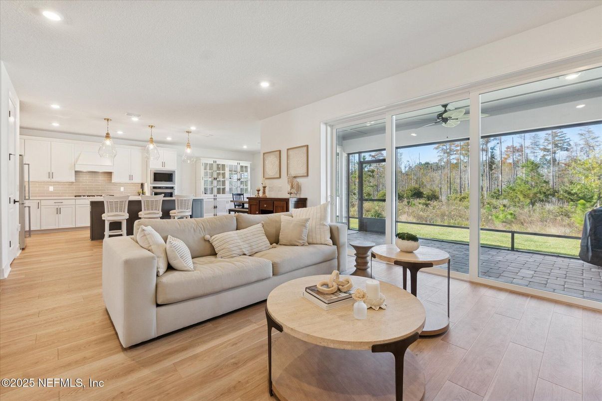 Interior, Kitchen, Living room, Pendant Lights, Recessed Lighting, Stainless Steel Appliances, Wood Texture Flooring