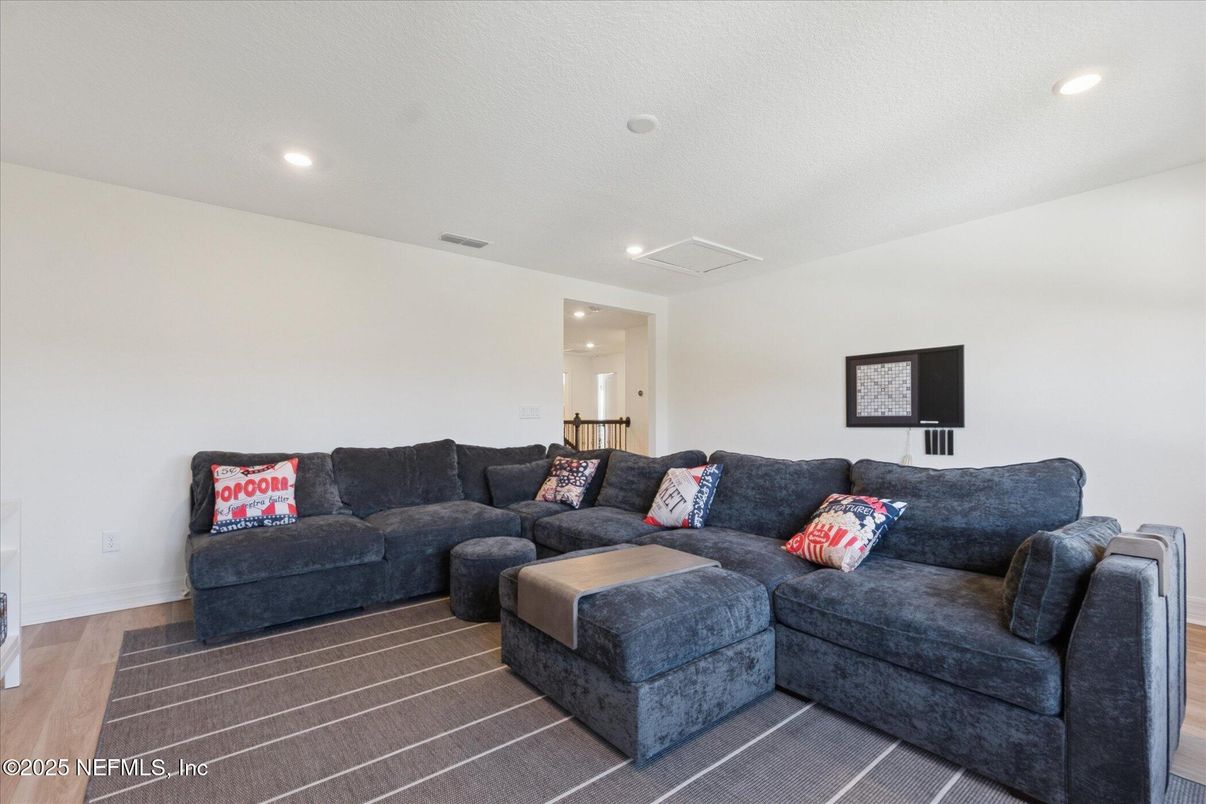 Interior, Living room, Recessed Lighting, Wood Texture Flooring