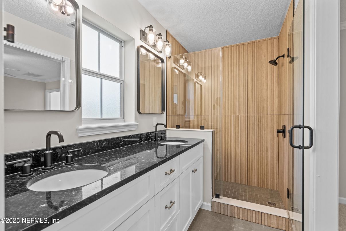 Bathroom, Dual Sink Vanities, Glass Shower, Interior