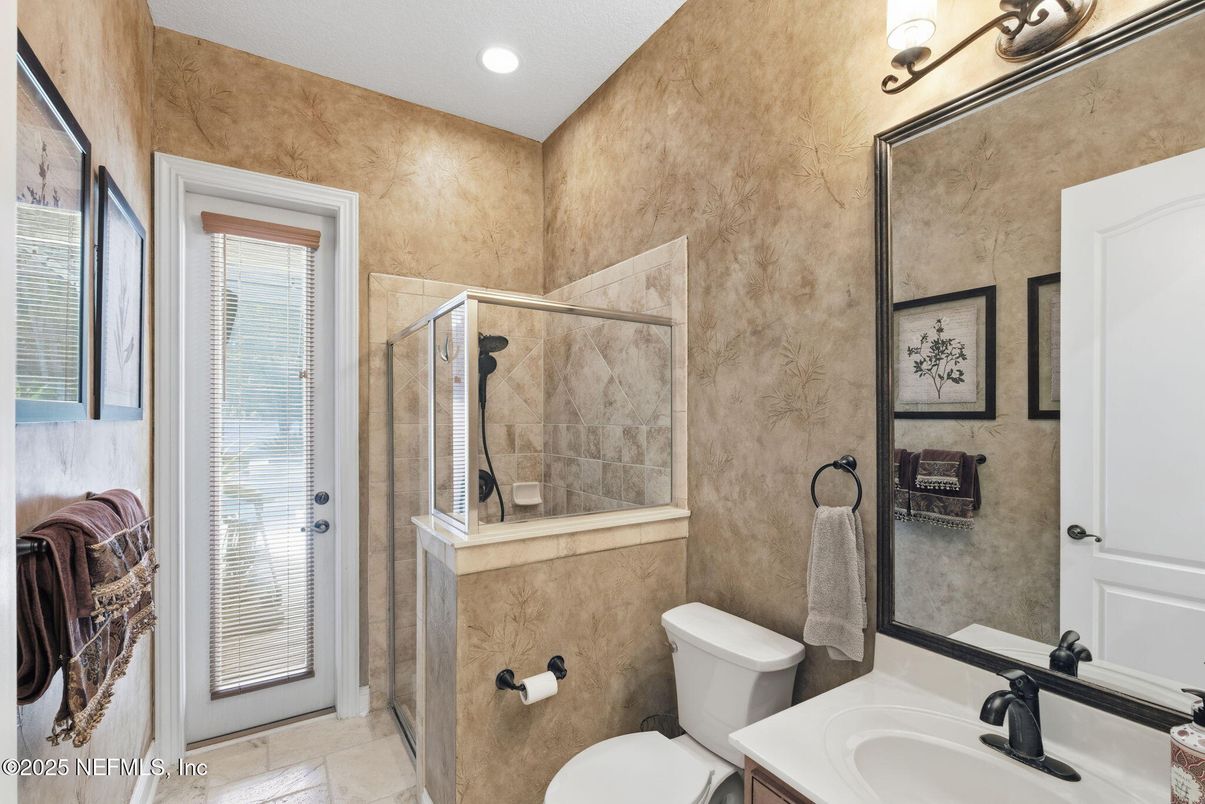 Bathroom, Glass Shower, Interior, Recessed Lighting