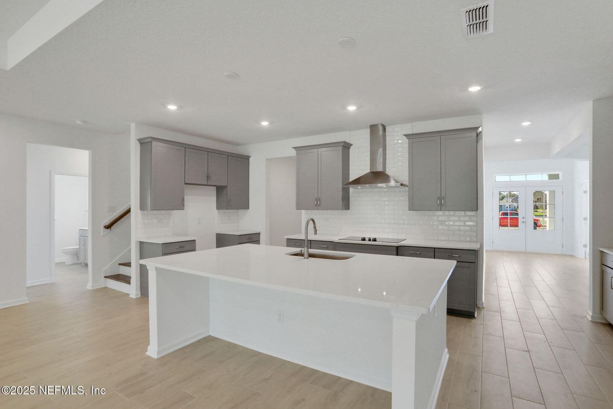 Interior, Kitchen, Recessed Lighting, Wood Texture Flooring