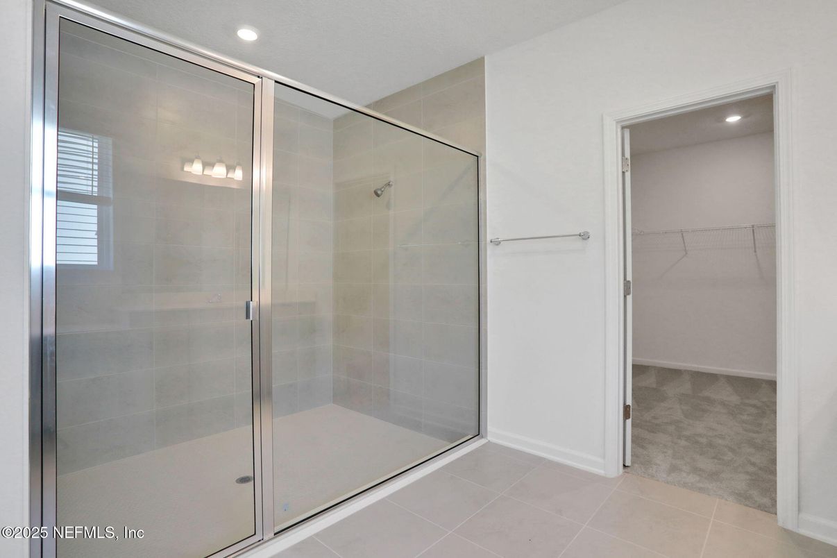 Bathroom, Glass Shower, Interior, Recessed Lighting, Walk-in Closets